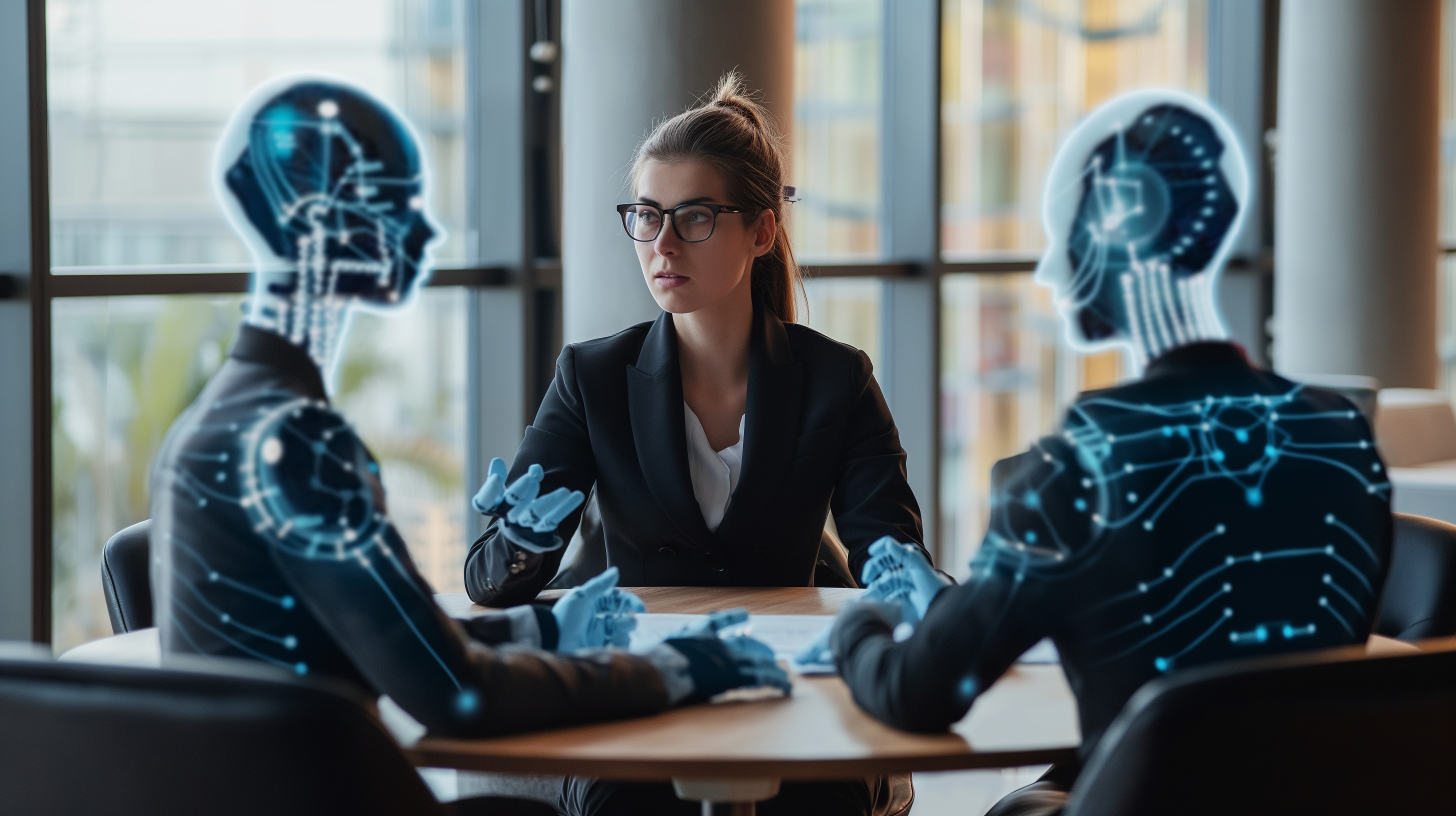a_woman_sitting_at_a_round_table_working first