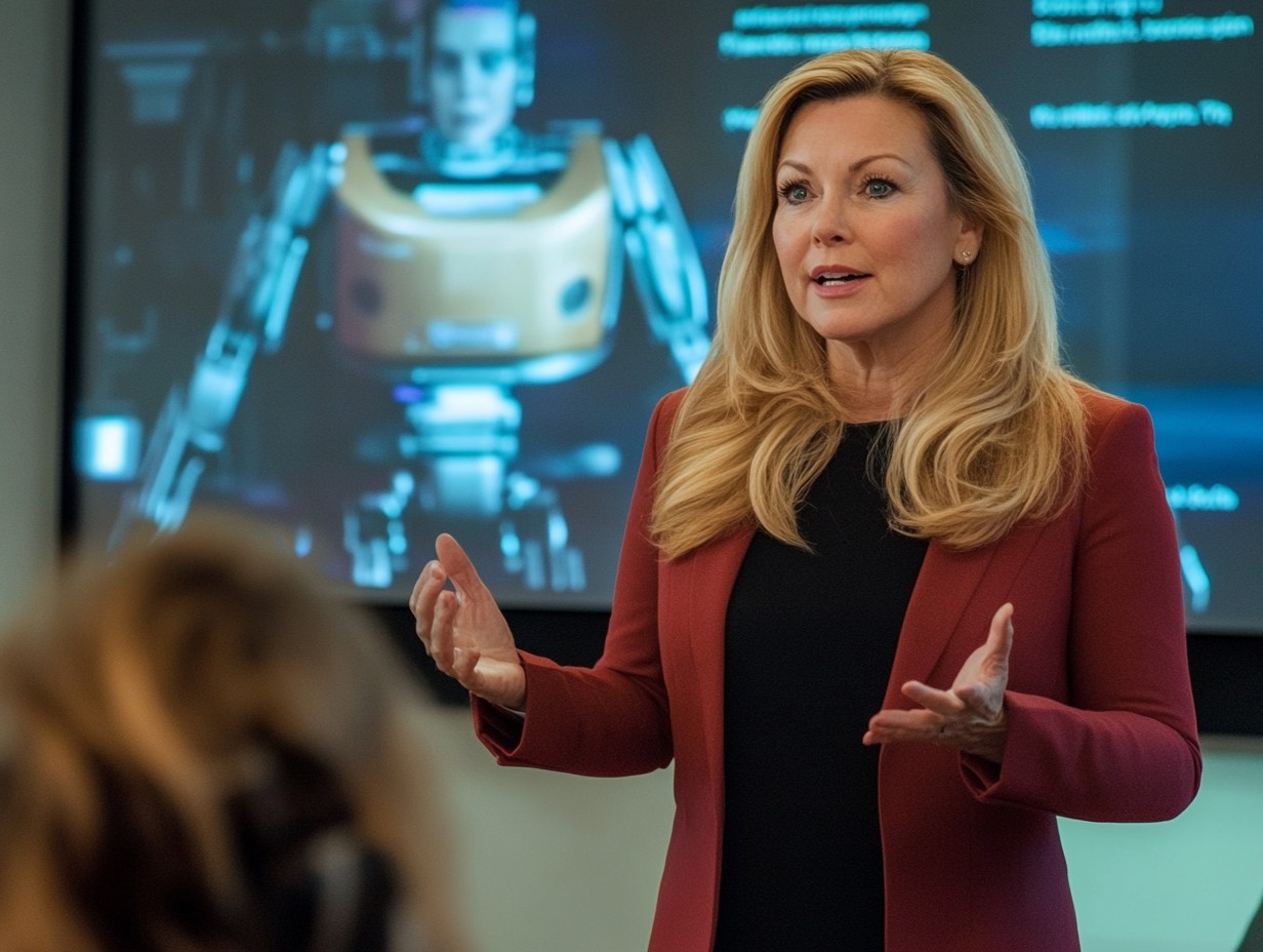 mbuz_a_woman_speaking_in_front_of_a_board_of_a_large_corporatio_07e39d7f-dfe3-4d71-8851-13e83e76e4c6